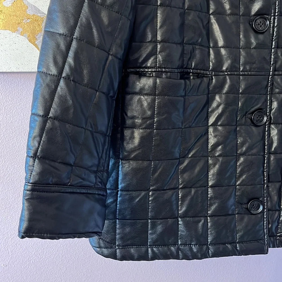 Sam Edelman Size Large Black Faux Leather Quilted Jacket‎ - Picture 7 of 12